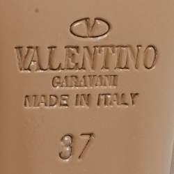 Pre Owned Valentino Beige Leather Rockstud Ankle Strap Pumps Size 37