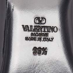 Valentino Black Patent Leather Vlogo Loafers Size 39.5