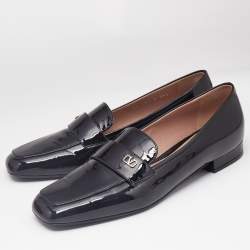 Valentino Black Patent Leather Vlogo Loafers Size 39.5