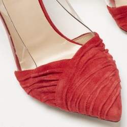 Valentino Red Suede and PVC B Drape Pointed Toe Pumps Size 38