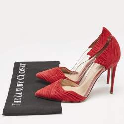 Valentino Red Suede and PVC B Drape Pointed Toe Pumps Size 38