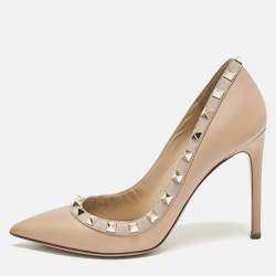 Valentino Beige Leather Rockstud Pointed Toe Pumps Size 36