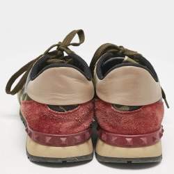 Valentino Multicolor Camouflage Suede and Leather Rockrunner Sneakers Size 39.5
