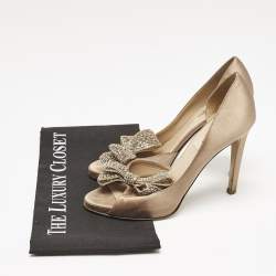 Valentino Beige Satin Couture Bow D 'Orsay Peep Toe Pumps Size 37.5