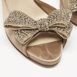 Valentino Beige Satin Couture Bow D 'Orsay Peep Toe Pumps Size 37.5