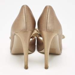 Valentino Beige Satin Couture Bow D 'Orsay Peep Toe Pumps Size 37.5