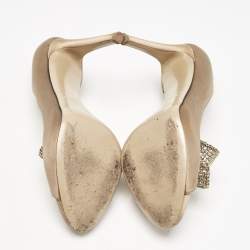 Valentino Beige Satin Couture Bow D 'Orsay Peep Toe Pumps Size 37.5