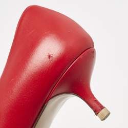 Valentino Red Leather VLogo Pointed Toe Pumps Size 37.5