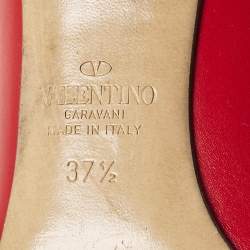 Valentino Red Leather VLogo Pointed Toe Pumps Size 37.5