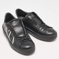 Valentino Black/White Leather VLTN Low Top Sneakers Size 36.5