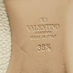 Valentino White Leather Rockstud Caged Ankle Strap Ballet Flats Size 38.5