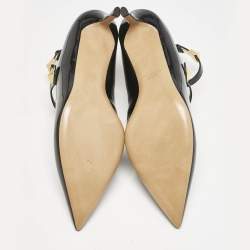 Valentino Black Patent Leather Rockstud Ankle Strap Pointed Toe Pumps Size 40