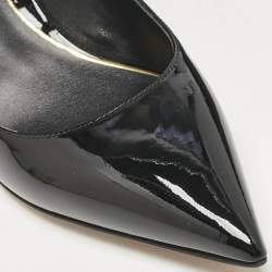 Valentino Black Patent Leather Rockstud Ankle Strap Pointed Toe Pumps Size 40