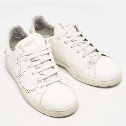 Valentino White Leather Bianco Backnet Low Top Sneakers Size 39.5