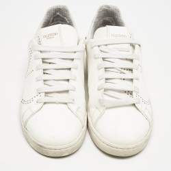 Valentino White Leather Bianco Backnet Low Top Sneakers Size 39.5