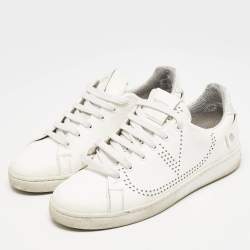 Valentino White Leather Bianco Backnet Low Top Sneakers Size 39.5