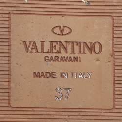 Valentino Brown Leather Atelier 03 Rose Edition Flat Slide Sandals Size 37