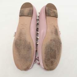 Valentino Pink Satin and Rockstud Ankle Strap Ballet Flats  Size 36.5