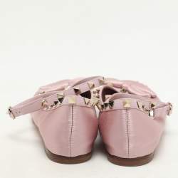 Valentino Pink Satin and Rockstud Ankle Strap Ballet Flats  Size 36.5