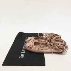 Valentino Rose Cannelle Satin and Leather Rockstud Multi Strap Ballet Flats Size 36.5
