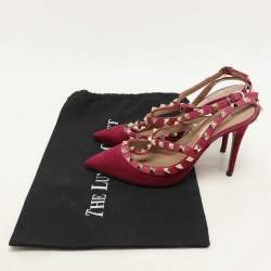 Valentino Pink Suede Rockstud Ankle Strap Pumps Size 37