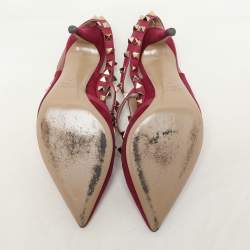 Valentino Pink Suede Rockstud Ankle Strap Pumps Size 37