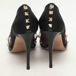 Valentino Black Patent Leather and Mesh Rockstud Alcove Pumps Size 36.5