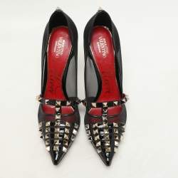 Valentino Black Patent Leather and Mesh Rockstud Alcove Pumps Size 36.5
