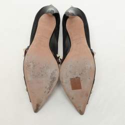 Valentino Black Patent Leather and Mesh Rockstud Alcove Pumps Size 36.5