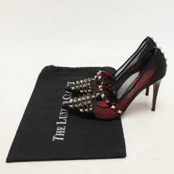 Valentino Black Patent Leather and Mesh Rockstud Alcove Pumps Size 36.5