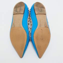 Valentino Blue Leather Rockstud Ballet Flats Size 39