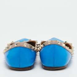Valentino Blue Leather Rockstud Ballet Flats Size 39