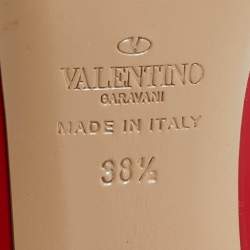 Valentino Red Patent Leather Bow Peep Toe Pumps Size 38.5