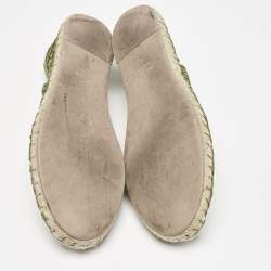 Valentino Green Floral Lace and Mesh Espadrille Flats Size 38