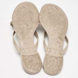 Valentino Beige/Black PVC and Mesh Print Thong Flat Sandals Size 40