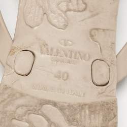 Valentino Beige/Black PVC and Mesh Print Thong Flat Sandals Size 40