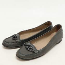 Valentino Green Leather Vlogo Loafers Size 37.5