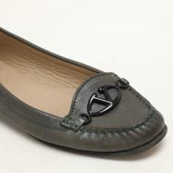 Valentino Green Leather Vlogo Loafers Size 37.5