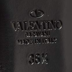 Valentino Black Leather Roman Stud Flat Mules Size 36.5