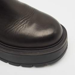 Valentino Black Leather Uniqueform Platform Ankle Length Boots Size 38.5