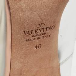 Valentino Silver Leather Tango Ankle Strap Block Heel Pumps Size 40