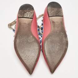 Valentino Pink/Beige Leather Rockstud Cage Ballet Flats Size 36.5
