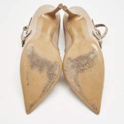 Valentino Beige Leather Love Latch Pumps Size 38.5
