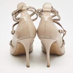 Valentino Beige Leather Love Latch Pumps Size 38.5