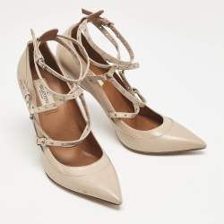 Valentino Beige Leather Love Latch Pumps Size 38.5