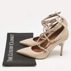 Valentino Beige Leather Love Latch Pumps Size 38.5