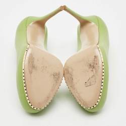 Pre Owned Valentino Green Leather Rockstud Platform Pumps Size 37
