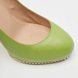 Pre Owned Valentino Green Leather Rockstud Platform Pumps Size 37
