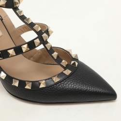 Valentino Black Leather Rockstud Caged Pumps Size 36