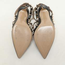 Valentino Black Leather Rockstud Caged Pumps Size 36